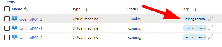 Azure Virtual Machine and Tags