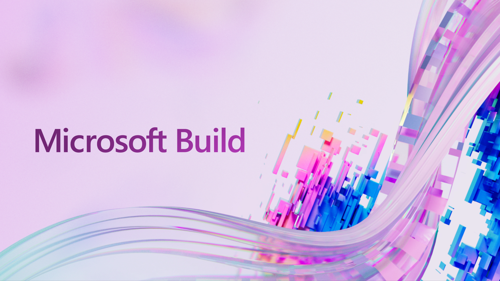 Microsoft Build 2022 logo with purple theme and blocky wave logo