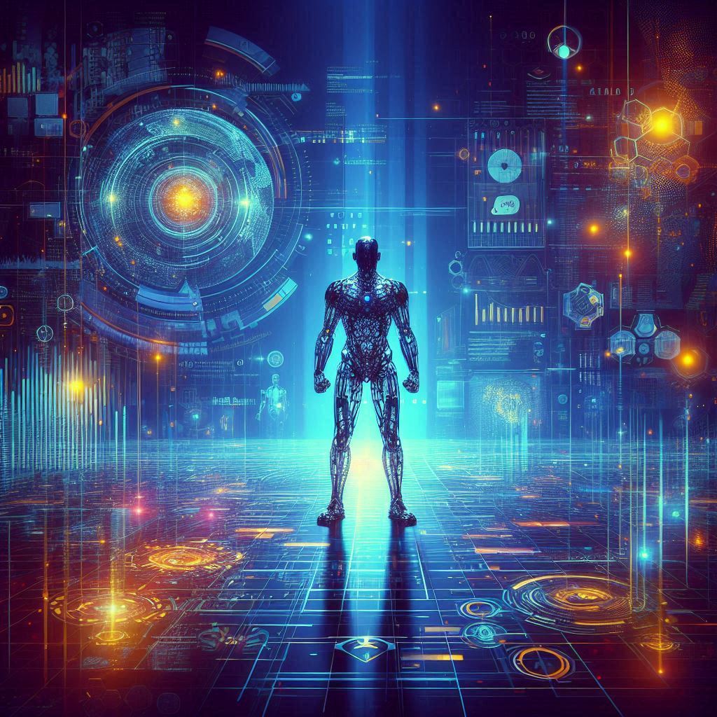 AzureTracks.com - Using Threat Intelligence in Analytics Rules with Sentinel - Image shows a robot surrounded by technology and swirls of data.